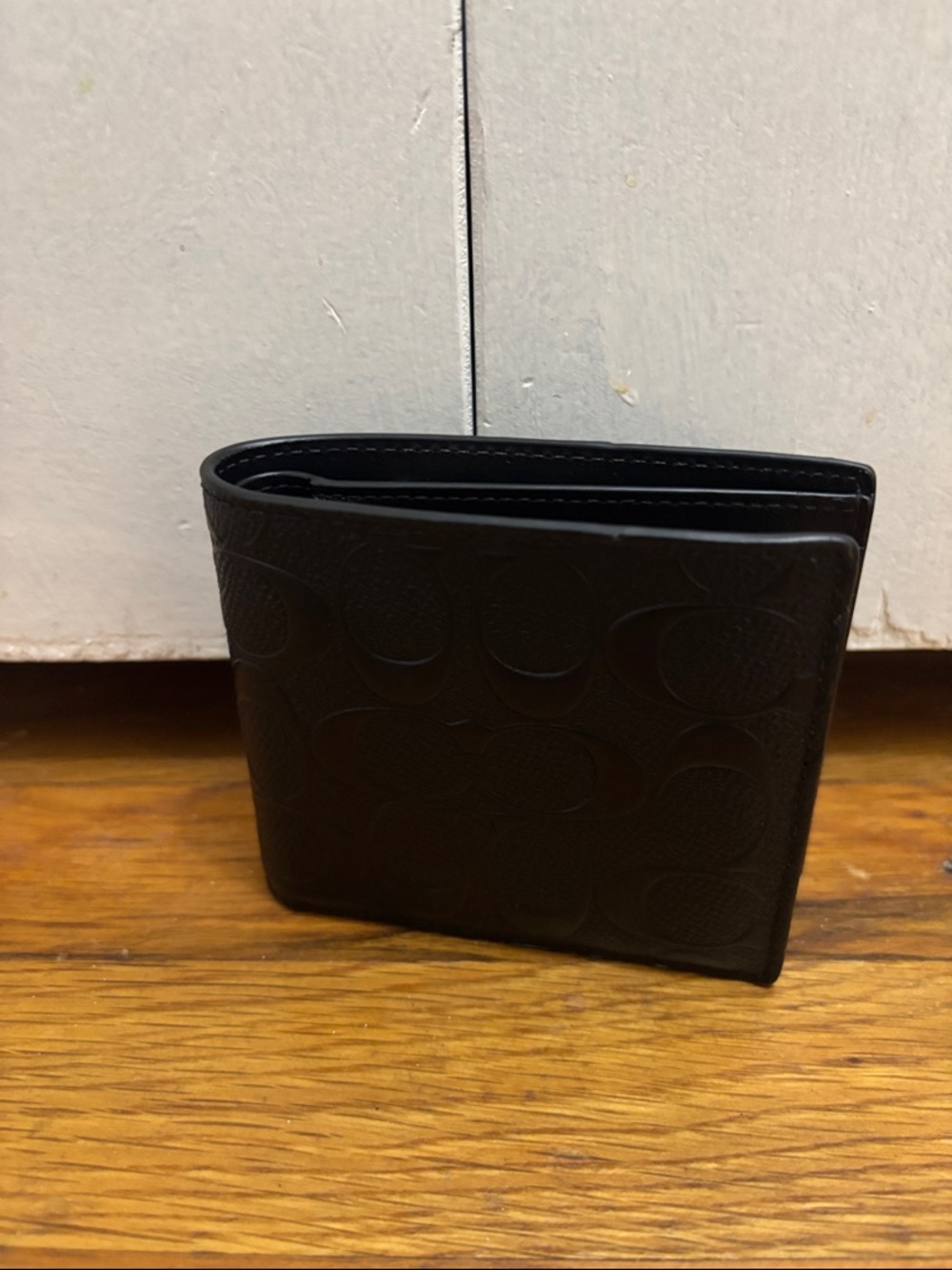 Coach Black Embossed Leather Card & Key Holder